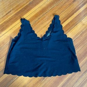 Scallop V-neck crop top